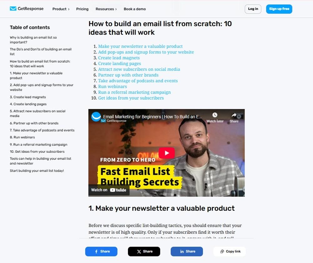 Blog post with embedded video content showing content repurposing strategy, demonstrating how to maximize content ROI across multiple formats and platforms